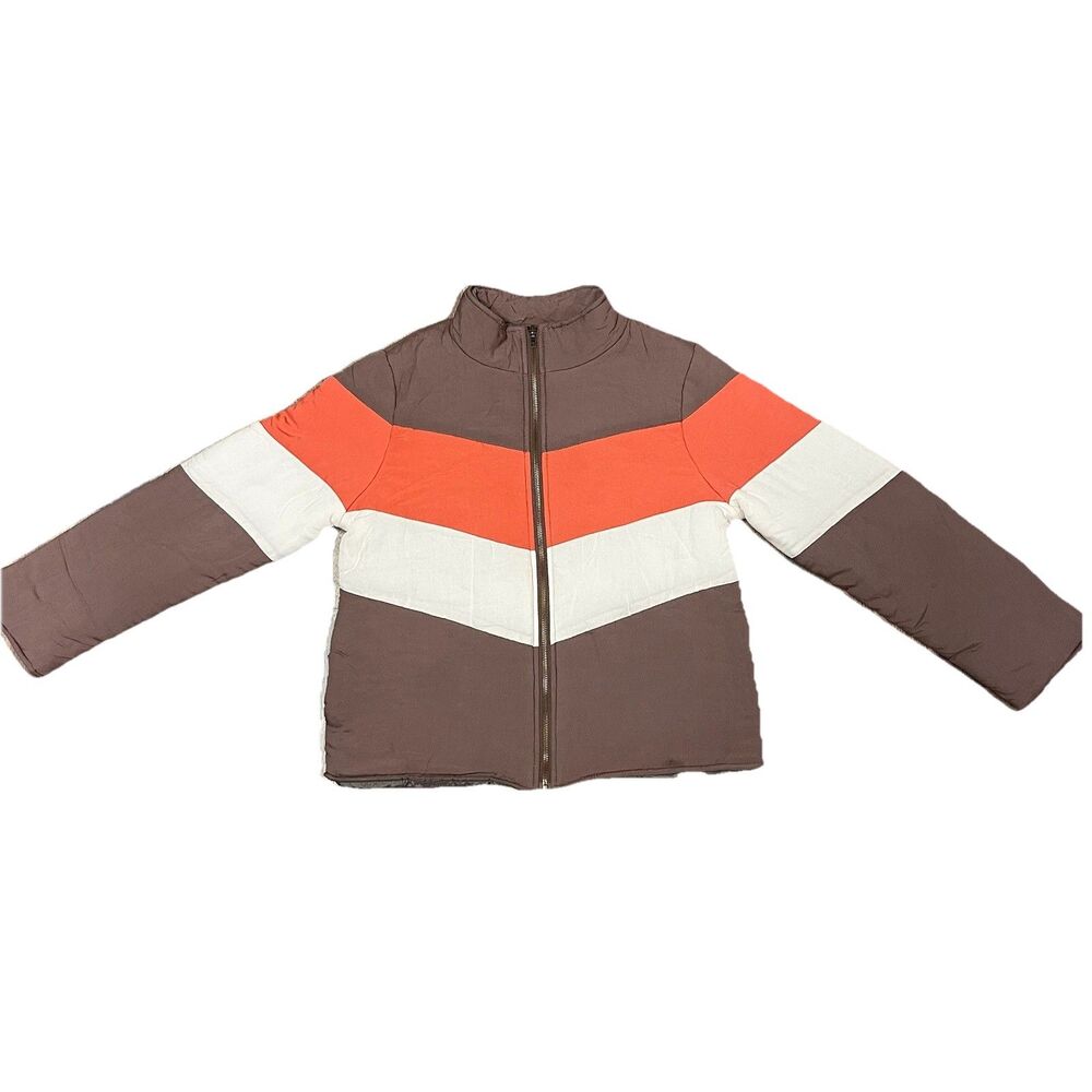 NWT Hologram Women’s Jacket Size Small Brown Orange Full Zip Long Sleeve Autumn